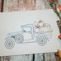 Truck with Pumpkins Machine Embroidery Design 